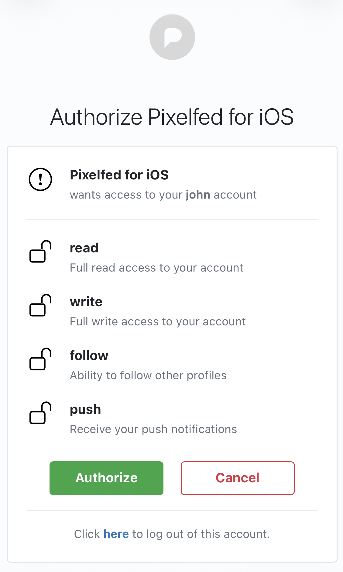 The authorization screen asking you to confirm account access