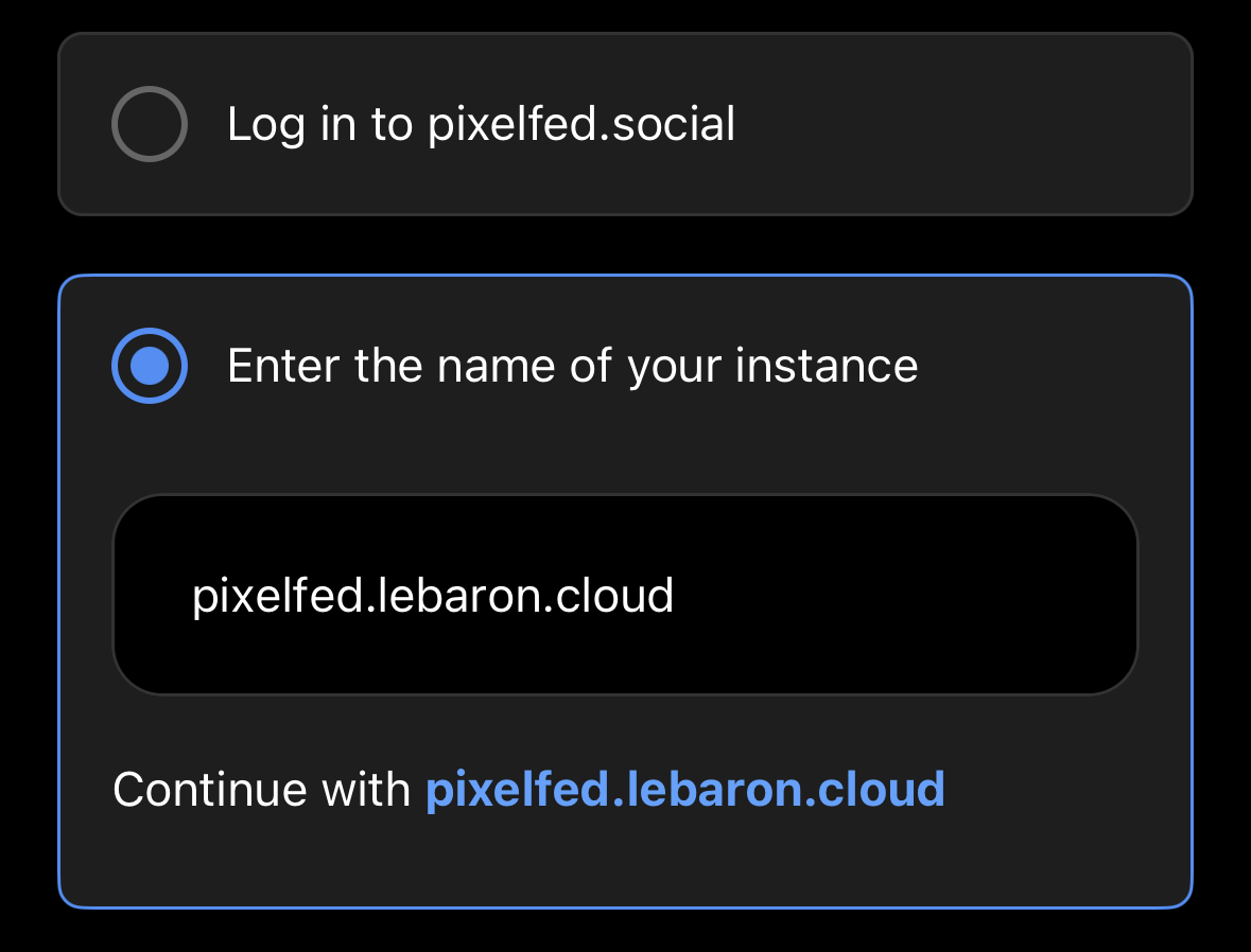The app's server field with our address typed in