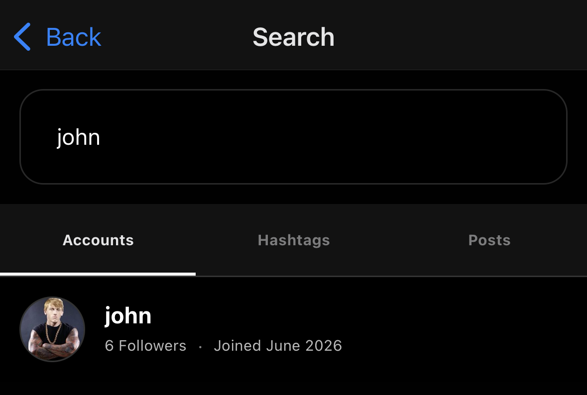 The search bar with a family member's username